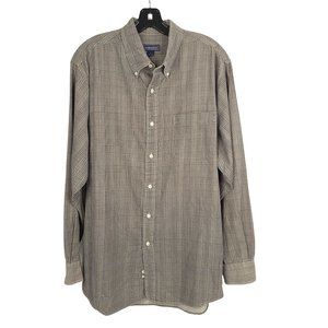 Saddlebred Long Sleeve Button Up Shirt Mens Size L Brushed Cotton Plaid